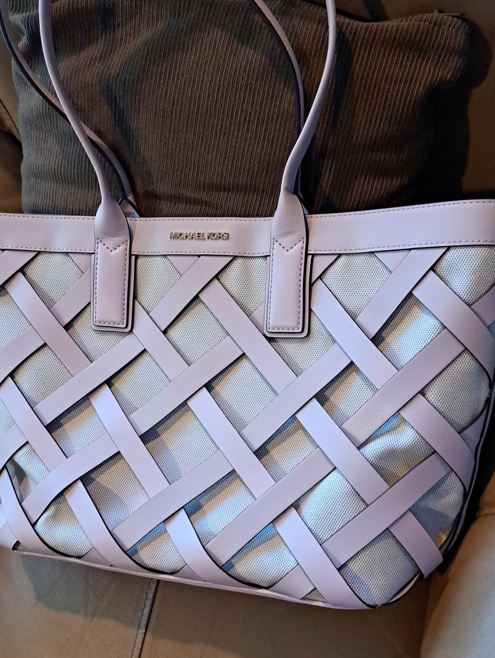 Michael Kors Blush Pink Woven Lattice Tote